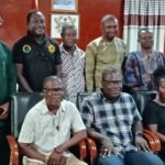 Pix. Bono GJA Executives paid courtesy call on regional minister, Joseph Addae Akwaboa sitting, middle and chairperson, Regina in black